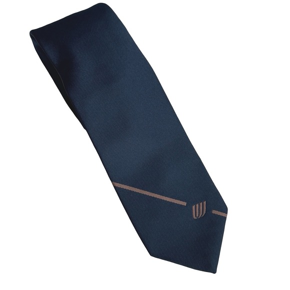Stan Herman for United Airlines Navy Blue Tulip Logo‎ Stripe Polyester Necktie